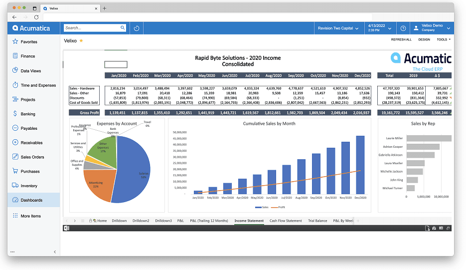 Velixo Reports product screenshot